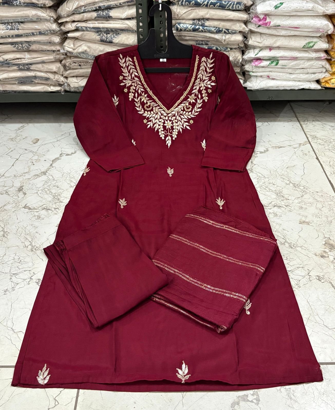 Roman Modal Silk Kurti Set with Jacquard Dupatta